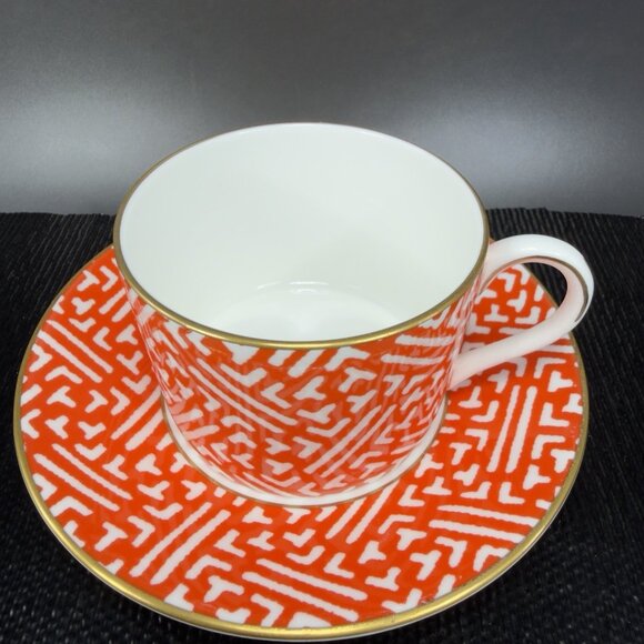 Coalport England Bone China Porcelain Fretwork Chinese Red Tea Cup Saucer Set - Picture 14 of 14